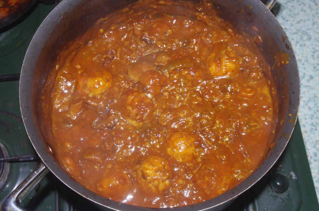 This is what the final dish should look like when the dumplings are cooked. 