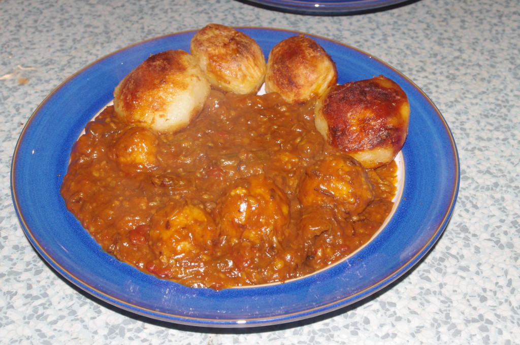 A 'hungry wife' sized portion of Cholent