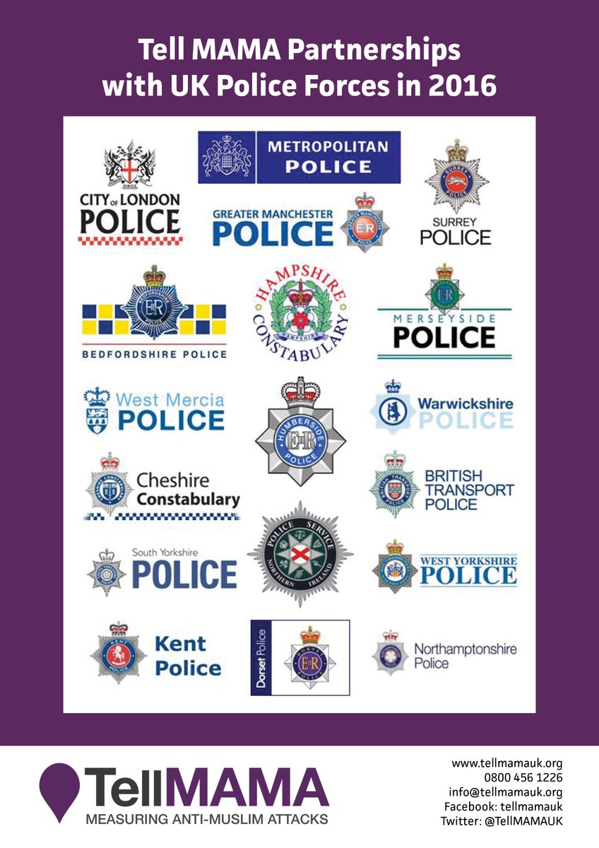 The list of British police forces where the disgraced 'Islamophobia' monitor Tell Mama has undue influence.